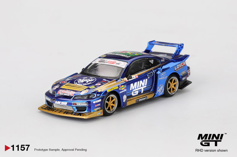 Load image into Gallery viewer, Nissan SILVIA S15 LB-SUPER SILHOUETTE #555 TEAM MINI GT LIBERTY WALK FORMULA DRIFT 2025 (RHD) MINI GT 1:64
