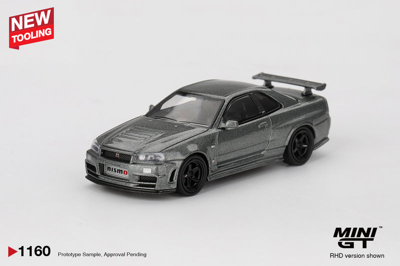 Load image into Gallery viewer, Nissan SKYLINE GTR (R34) DARK METAL GRAY NISMO CRS 1999 (RHD) MINI GT 1:64
