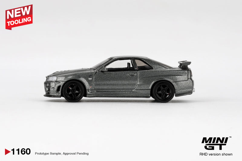 Load image into Gallery viewer, Nissan SKYLINE GTR (R34) DARK METAL GRAY NISMO CRS 1999 (RHD) MINI GT 1:64
