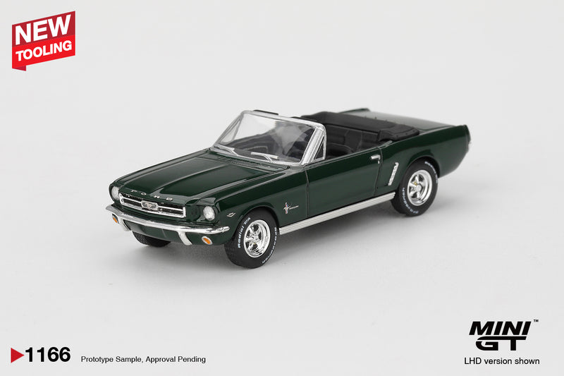 Load image into Gallery viewer, Ford MUSTANG CONVERTIBLE HIGHLAND GREEN 1964 (LHD) MINI GT 1:64
