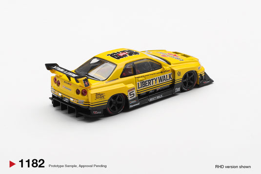 NISSAN GTR (R34) SKYLINE SUPER SILHOUETTE SPORT YELLOW 2025 (RHD) MINI GT 1:64