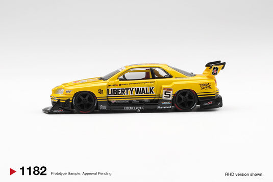 NISSAN GTR (R34) SKYLINE SUPER SILHOUETTE SPORT YELLOW 2025 (RHD) MINI GT 1:64