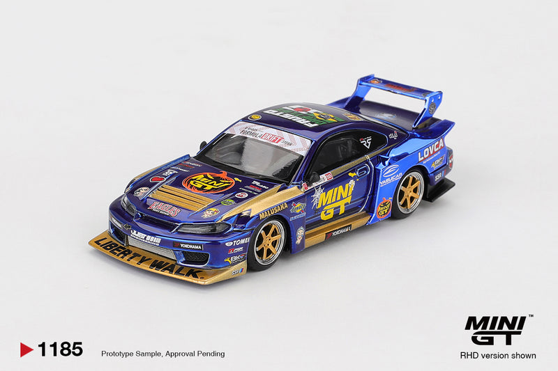 Laad de afbeelding in de Gallery-viewer, Nissan SILVIA S15 LB-SUPER SILHOUETTE #555 TEAM MINI GT LIBERTY WALK FORMULA DRIFT 2025 (RHD) MINI GT 1:64

