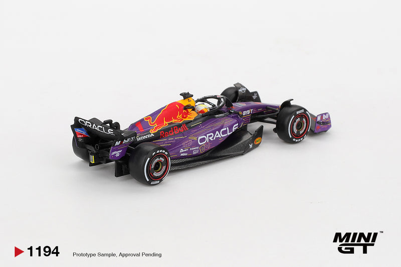 Load image into Gallery viewer, RED BULL RACING RB19 #1 MAX VERSTAPPEN LAS VEGAS GP WINNER 2023 (LHD) MINI GT 1:64
