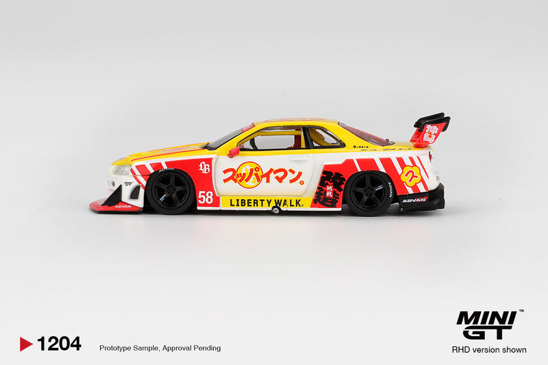 Chargez l'image dans la visionneuse de la galerie, Nissan GTR (R34) LB-SUPER SILHOUETTE SKYLINE SUPPAIMAN OKINAWA 2025 (RHD) MINI GT 1:64
