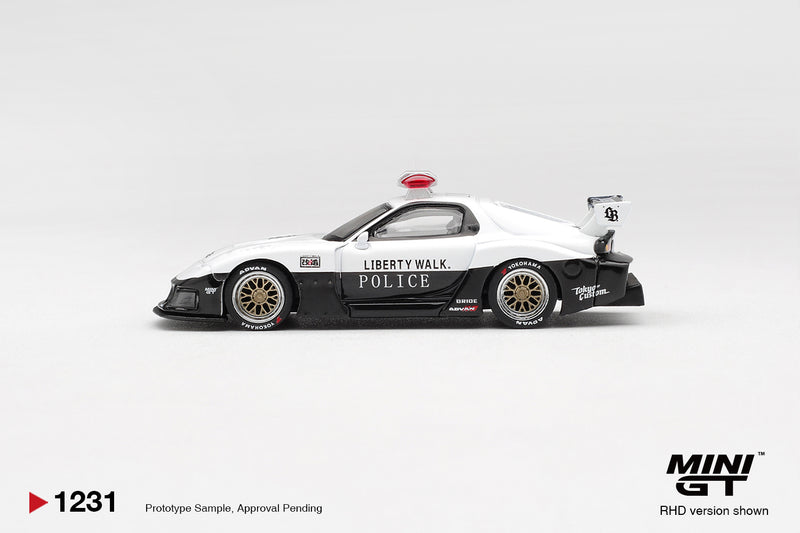 Chargez l'image dans la visionneuse de la galerie, MAZDA RX7 LB-SUPER SILHOUETTE POLICE 1998 (RHD) MINI GT 1:64
