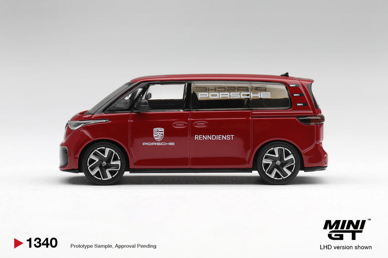 Load image into Gallery viewer, VOLKSWAGEN ID.BUZZ PORSCHE RENNDIENST RED 2022 MINI GT 1:64
