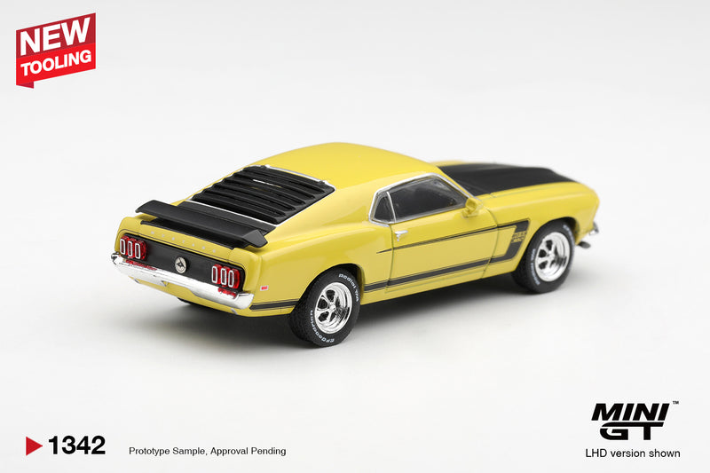 Load image into Gallery viewer, FORD MUSTANG BOSS 302 BRIGHT YELLOW 1969 MINI GT 1:64
