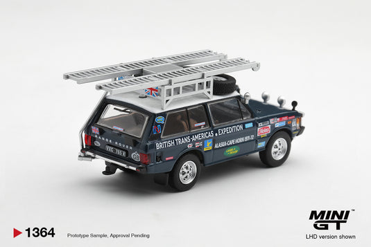 LAND ROVER RANGE ROVER BRITISH TRANS-AMERICAS EXPEDITION 1971  MINI GT 1:64