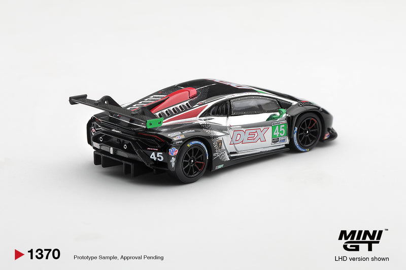 Laad de afbeelding in de Gallery-viewer, LAMBORGHINI HURACAN GT3 EVO2 #45 DEX WAYNE TAYLOR RACING CHEVROLET GRAND PRIX 2025 MINI GT 1:64
