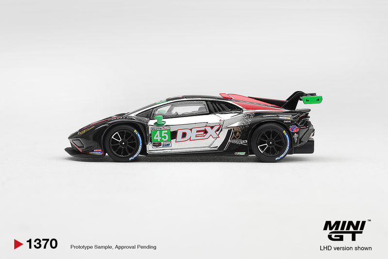 Laad de afbeelding in de Gallery-viewer, LAMBORGHINI HURACAN GT3 EVO2 #45 DEX WAYNE TAYLOR RACING CHEVROLET GRAND PRIX 2025 MINI GT 1:64
