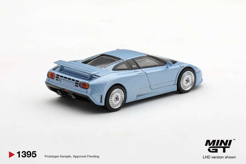 Chargez l'image dans la visionneuse de la galerie, BUGATTI EB110 GT AZZURRO METALLIZZATO MONDIAL DE L'AUTOMOBILE 1992 MINI GT 1:64
