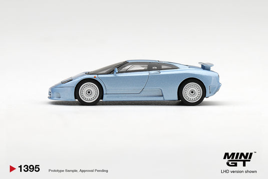 BUGATTI EB110 GT AZZURRO METALLIZZATO MONDIAL DE L'AUTOMOBILE 1992 MINI GT 1:64