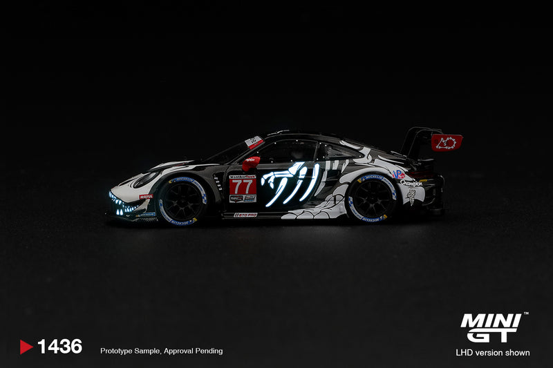 Load image into Gallery viewer, PORSCHE 911 (992) GT3 R #77 AO RACING SKELETON REXY PETIT LE MANS 2026 MINI GT 1:64
