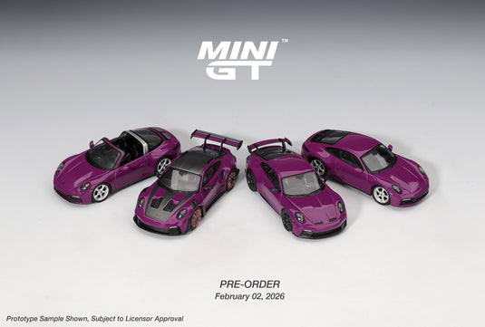 ‼️ÉDITION LIMITÉE‼️ Porsche 911 (992) ROUGE PIERRE RUBIS ENSEMBLE DE 4 VOITURES 2025 MINI GT 1:64