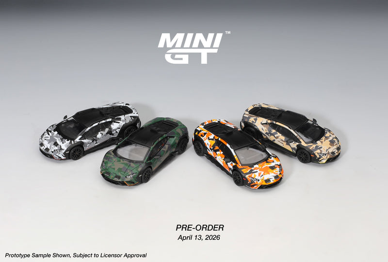 Chargez l'image dans la visionneuse de la galerie, ‼️ÉDITION LIMITÉE‼️ LAMBORGHINI HURACAN STERRATO ALL TERRAIN ENSEMBLE DE 4 VOITURES 2025 MINI GT 1:64
