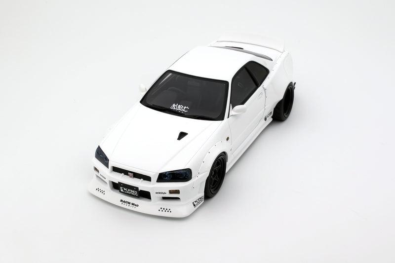 Load image into Gallery viewer, Nissan SKYLINE GT-R (BNR34) BY KRC PEARL WHITE QX1 2019 OTTOmobile 1:18

