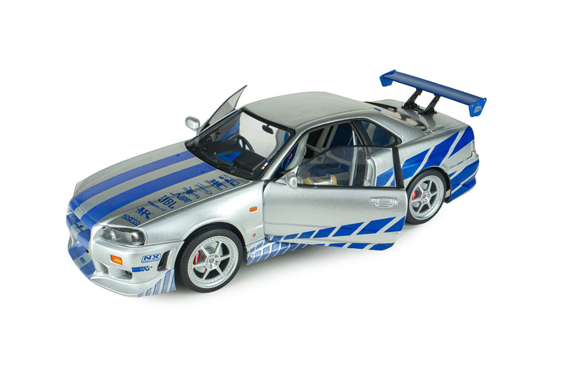 Load image into Gallery viewer, NISSAN SKYLINE GT-R (BNR34) 2FAST2FURIOUS BRIAN SOLIDO 1:18
