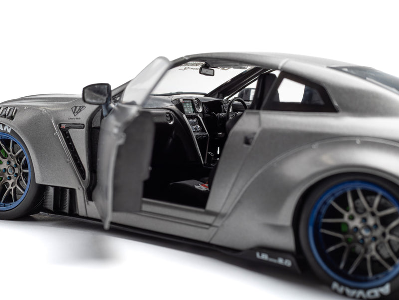 Load image into Gallery viewer, NISSAN GT-R (R35) W/ LIBERTY WALK BODY KIT 2.0 SILVER 2023 SOLIDO 1:18
