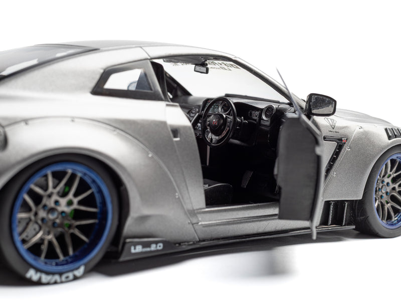 Load image into Gallery viewer, NISSAN GT-R (R35) W/ LIBERTY WALK BODY KIT 2.0 SILVER 2023 SOLIDO 1:18
