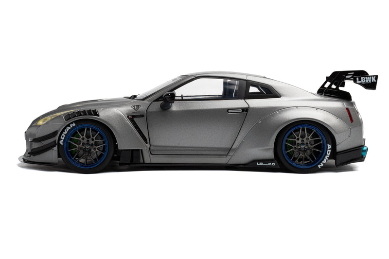 Load image into Gallery viewer, NISSAN GT-R (R35) W/ LIBERTY WALK BODY KIT 2.0 SILVER 2023 SOLIDO 1:18
