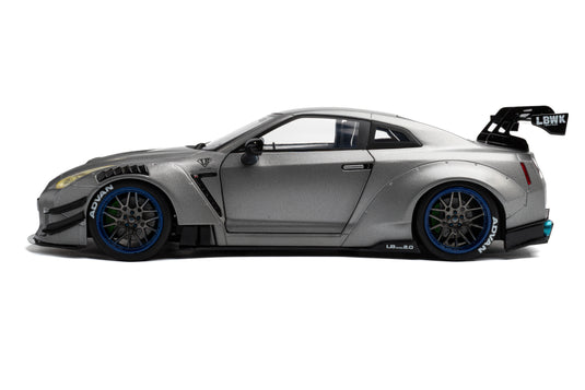 NISSAN GT-R (R35) W/ LIBERTY WALK BODY KIT 2.0 SILVER 2023 SOLIDO 1:18