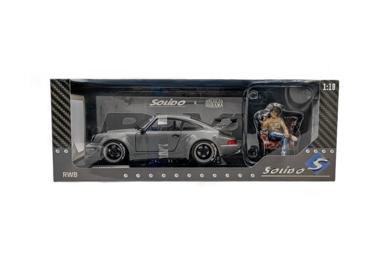 Load image into Gallery viewer, ‼️LIMITED EDITION‼️  Porsche RWB BODYKIT NARDO GREY 2024 + FIGURE SOLIDO 1:18
