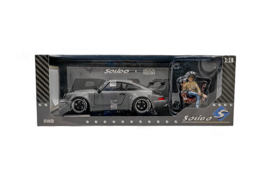 ‼️LIMITED EDITION‼️  Porsche RWB BODYKIT NARDO GREY 2024 + FIGURE SOLIDO 1:18