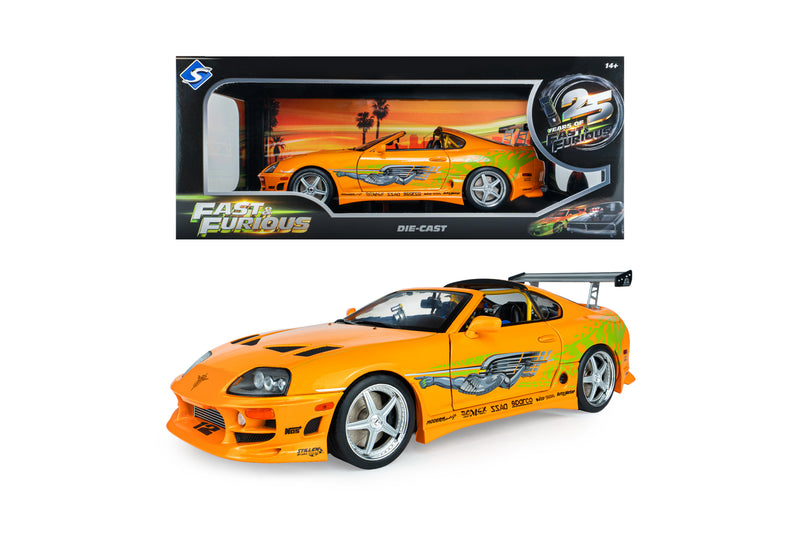 Laad de afbeelding in de Gallery-viewer, TOYOTA SUPRA MK4 (A80) FAST&amp;FURIOUS 1 BRIAN OPEN DAK 2001 SOLIDO 1:18
