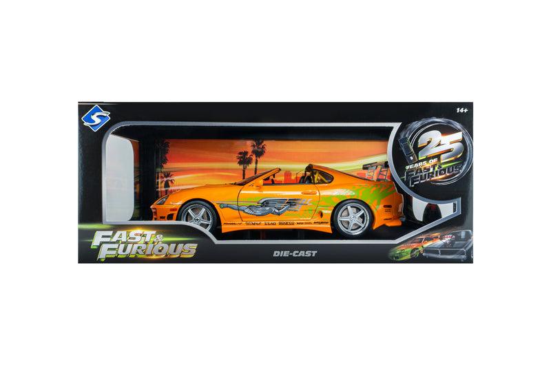Laad de afbeelding in de Gallery-viewer, TOYOTA SUPRA MK4 (A80) FAST&amp;FURIOUS 1 BRIAN OPEN DAK 2001 SOLIDO 1:18
