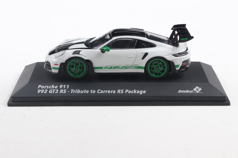 Load image into Gallery viewer, Porsche 911 (992) GT3 RS TRIBUTE TO CARRERA RS PACKAGE WHITE W/GREEN 2023 SOLIDO 1:43
