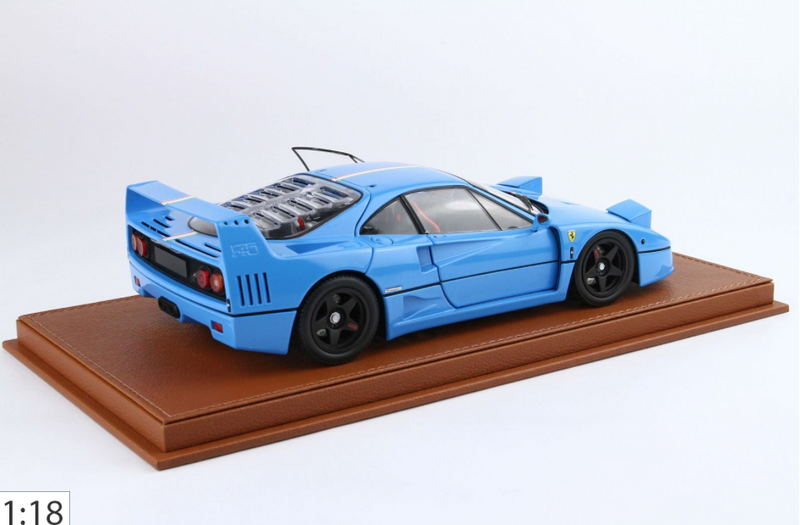 Load image into Gallery viewer, Ferrari F40 Light Blue With Italian Flag Stripe And Black Rims BBR-Kyosho with display case (LIMITED EDITION 40/54 pieces) BBR Models 1:18
