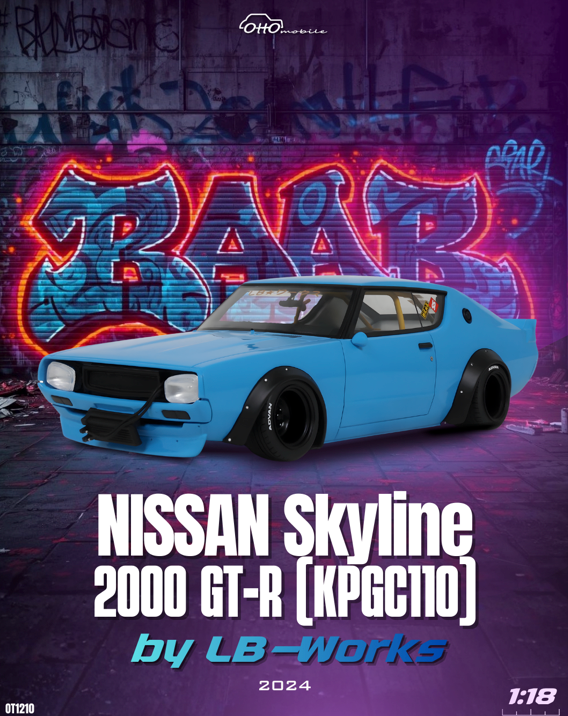 Load image into Gallery viewer, Nissan SKYLINE 2000 GT-R (KPGC110) BY LB-WORKS BLUE 2024 OTTOmobile 1:18
