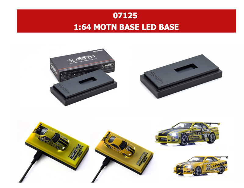 Load image into Gallery viewer, NISSAN SKYLINE GT-R (R34) MOONEYES 1 WITH LED 2026 + MOTN LED BASE SYSTEM BLACK 2025 KYOSHO 1:64

