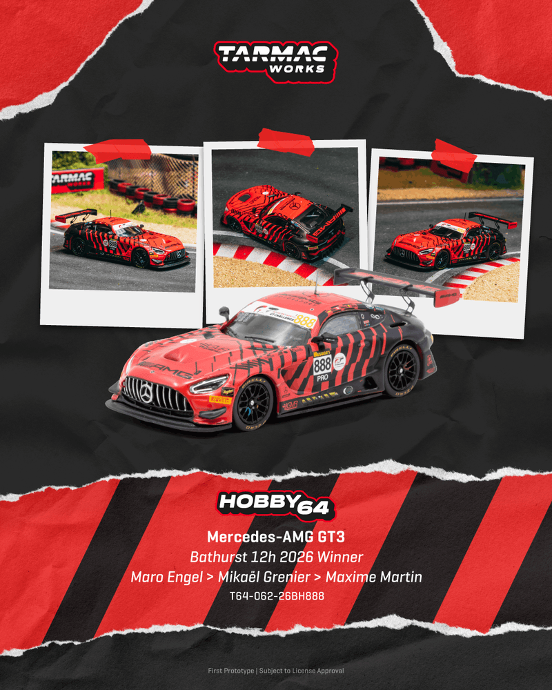 Chargez l'image dans la visionneuse de la galerie, MERCEDES-BENZ AMG GT GT3 #888 MARO ENGEL BATHURST 12H 2026 TARMAC WORKS 1:64
