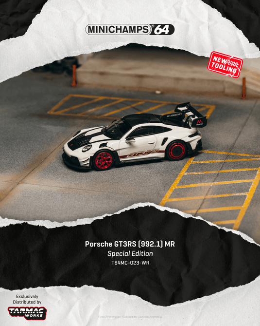 PORSCHE GT3RS 992-1 WHITE/RED 2026 TARMAC WORKS 1:64