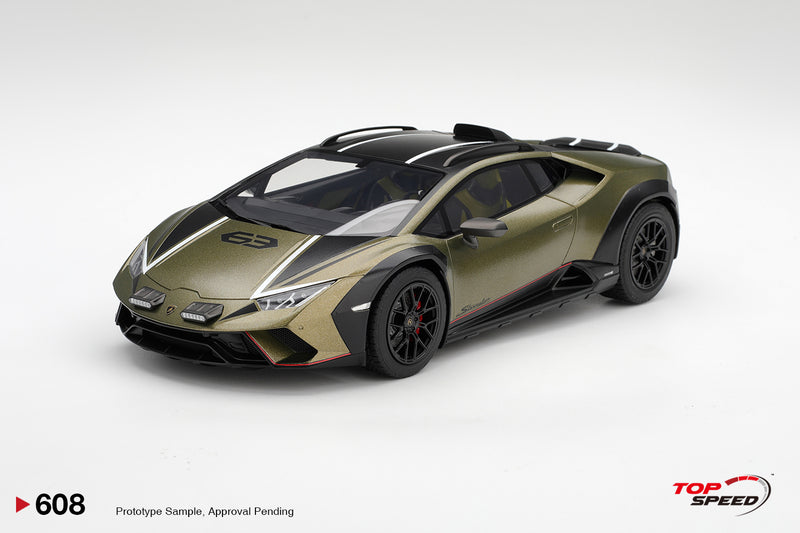 Laad de afbeelding in de Gallery-viewer, LAMBORGHINI HURACAN STERRATO MATGROEN GEA 2024 TOP SPEED 1:18
