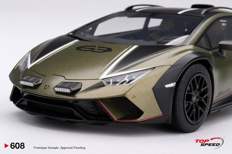 Laad de afbeelding in de Gallery-viewer, LAMBORGHINI HURACAN STERRATO MATGROEN GEA 2024 TOP SPEED 1:18
