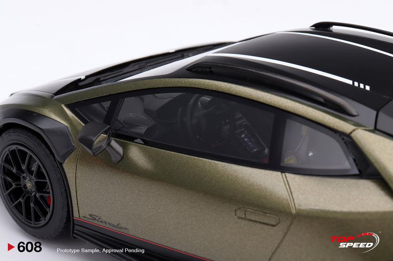 Laad de afbeelding in de Gallery-viewer, LAMBORGHINI HURACAN STERRATO MATGROEN GEA 2024 TOP SPEED 1:18
