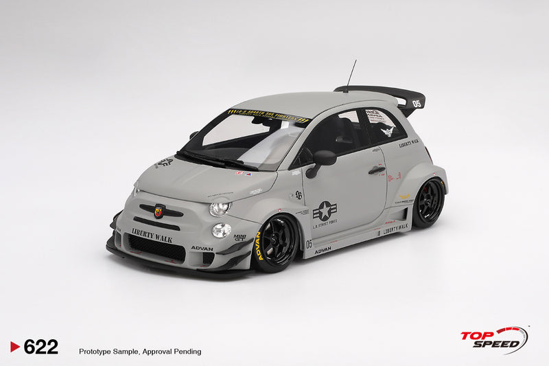 Laad de afbeelding in de Gallery-viewer, Fiat ABARTH 595 LB-WORKS X ABAS WORKS FIGHTERS GRIJS 2024 TOP SPEED 1:18
