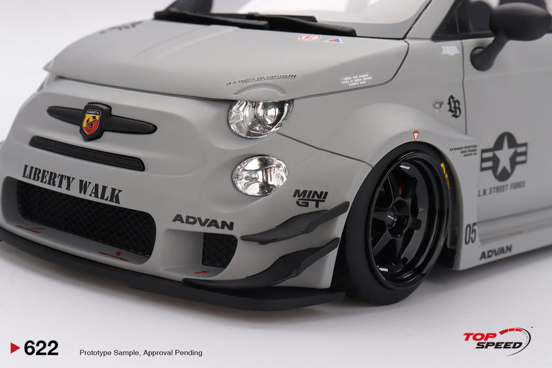 Laad de afbeelding in de Gallery-viewer, Fiat ABARTH 595 LB-WORKS X ABAS WORKS FIGHTERS GRIJS 2024 TOP SPEED 1:18
