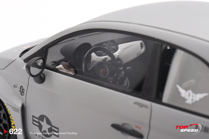 Laad de afbeelding in de Gallery-viewer, Fiat ABARTH 595 LB-WORKS X ABAS WORKS FIGHTERS GRIJS 2024 TOP SPEED 1:18
