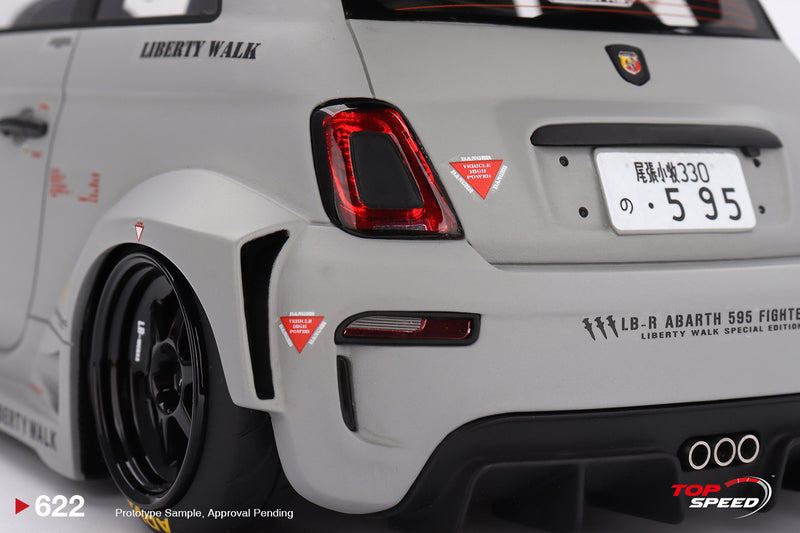 Laad de afbeelding in de Gallery-viewer, Fiat ABARTH 595 LB-WORKS X ABAS WORKS FIGHTERS GRIJS 2024 TOP SPEED 1:18

