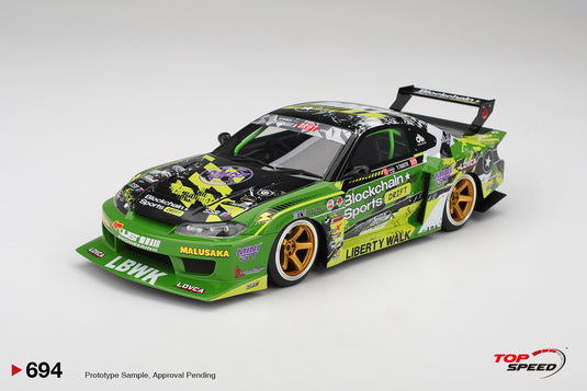 Nissan SILVIA S15 LB-SUPER SILHOUETTE #555 V2 FORMULA DRIFT JAPAN 2024 TOP SPEED 1:18