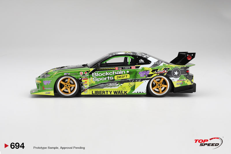 Load image into Gallery viewer, Nissan SILVIA S15 LB-SUPER SILHOUETTE #555 V2 FORMULA DRIFT JAPAN 2024 TOP SPEED 1:18
