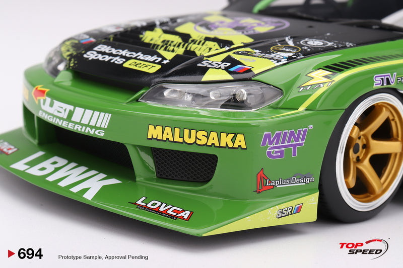 Load image into Gallery viewer, Nissan SILVIA S15 LB-SUPER SILHOUETTE #555 V2 FORMULA DRIFT JAPAN 2024 TOP SPEED 1:18

