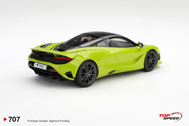 Laad de afbeelding in de Gallery-viewer, MCLAREN 750S LIME GROEN 2025 TOP SPEED 1:18
