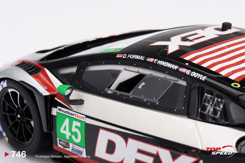 Laad de afbeelding in de Gallery-viewer, LAMBORGHINI HURACAN GT3 EVO2 #45 DEX WAYNE TAYLOR RACING LAGUNA SECA CLASS WINNER 2026 TOP SPEED 1:18

