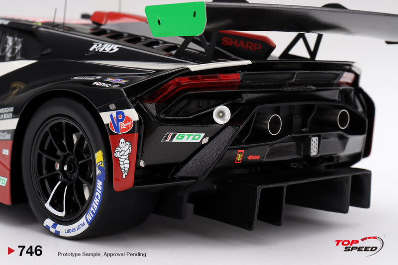 Laad de afbeelding in de Gallery-viewer, LAMBORGHINI HURACAN GT3 EVO2 #45 DEX WAYNE TAYLOR RACING LAGUNA SECA CLASS WINNER 2026 TOP SPEED 1:18
