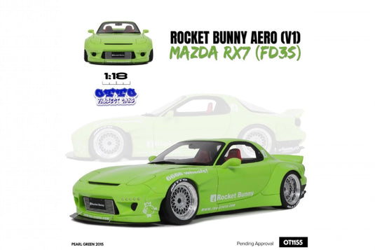 Mazda RX7 (FD3S) ROCKET BUNNY AERO (V1) PEARL GREEN 2015 OTTOmobile 1:18